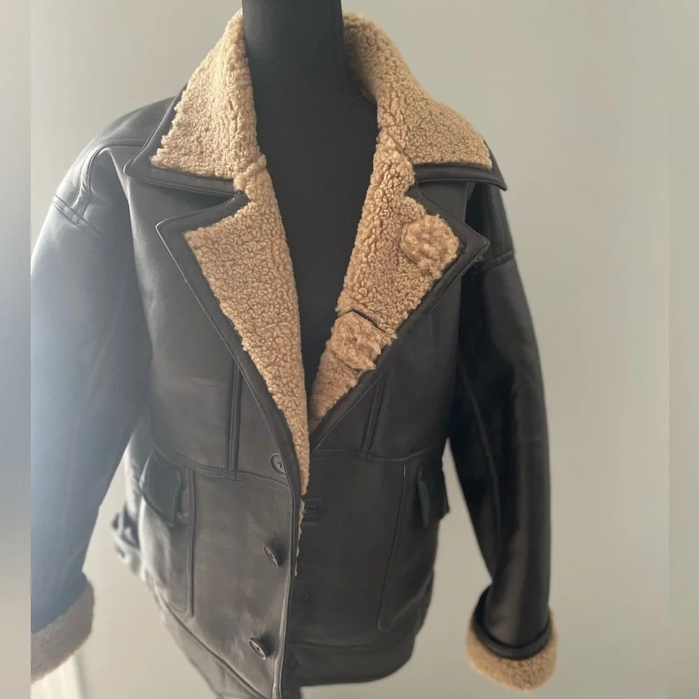 Like new Topshop heavy weight vegan leather coat in medium - Picture 6 of 13